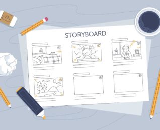 Illustration de la création d'un storyboard motion design