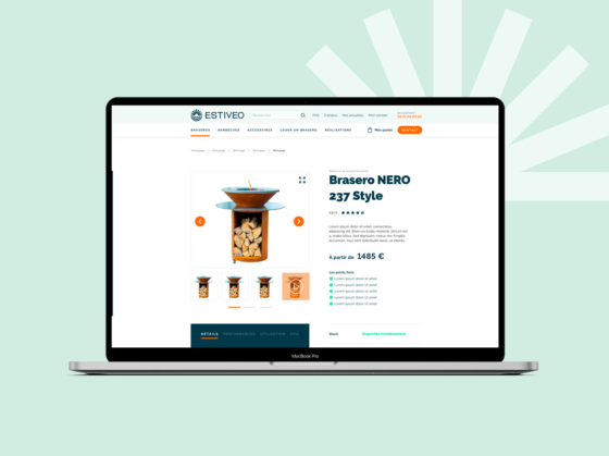 Vue d'une page produit du site e-commerce d'Estiveo